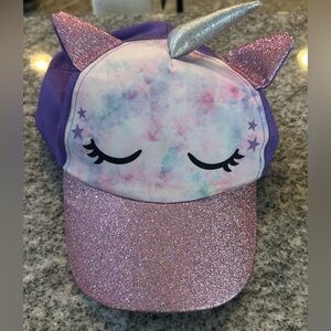 Cute Youth Girl’s Purple Pink Glitter Unicorn Adjustable Baseball Hat